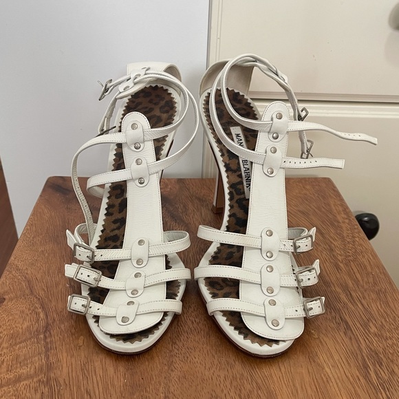 White Manolo Blahnik Strappy Heels - Picture 1 of 5